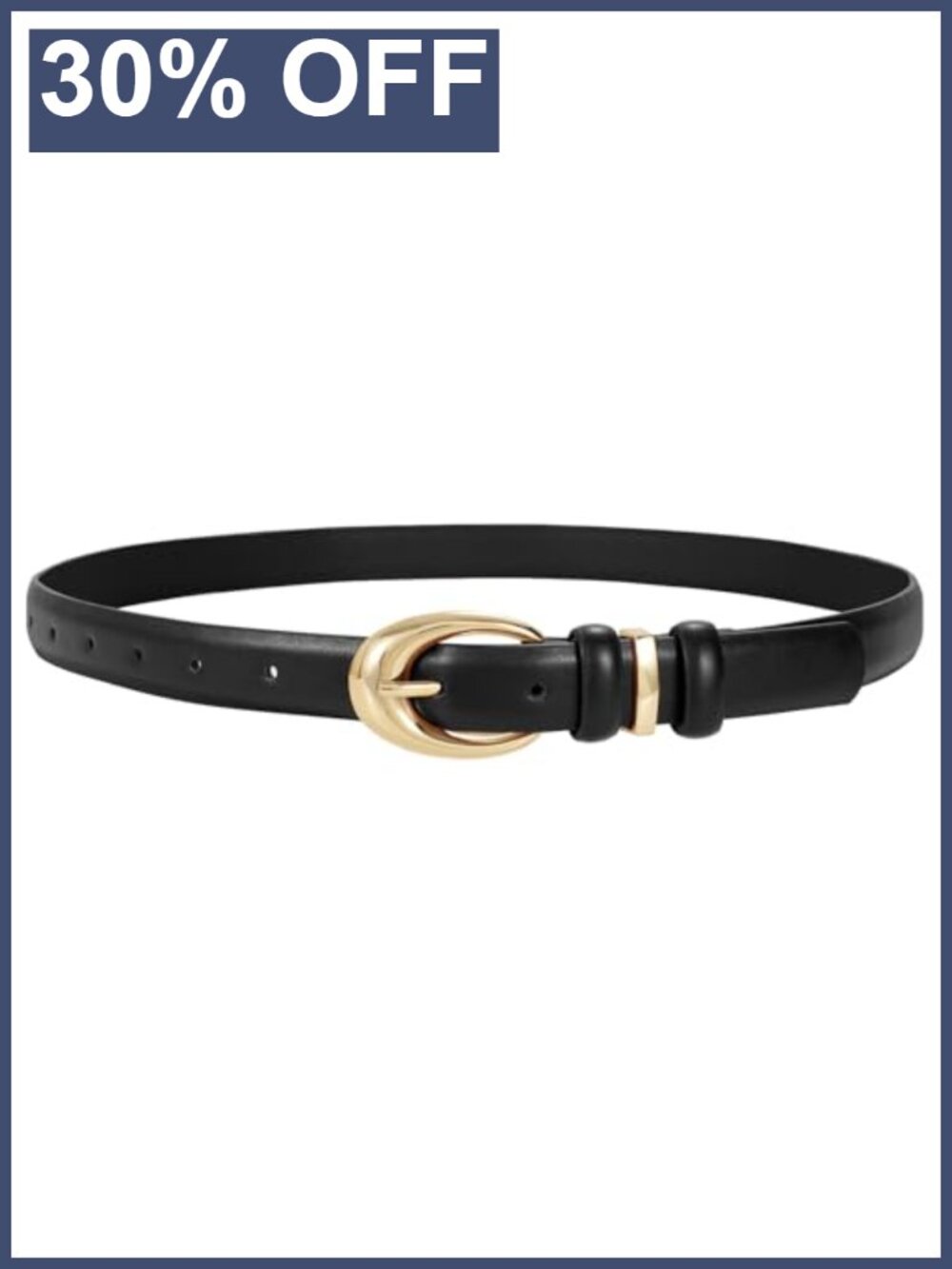 Women's Faux Leather Belt with Gold Buckle Skinny Dress Belt